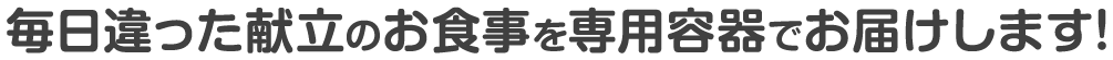 毎日違った献立のお食事を専用容器でお届けします!