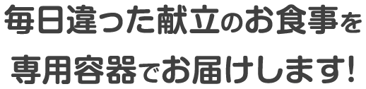 毎日違った献立のお食事を専用容器でお届けします!